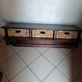 Wieszak kolonialny z szufladami,rattan #167